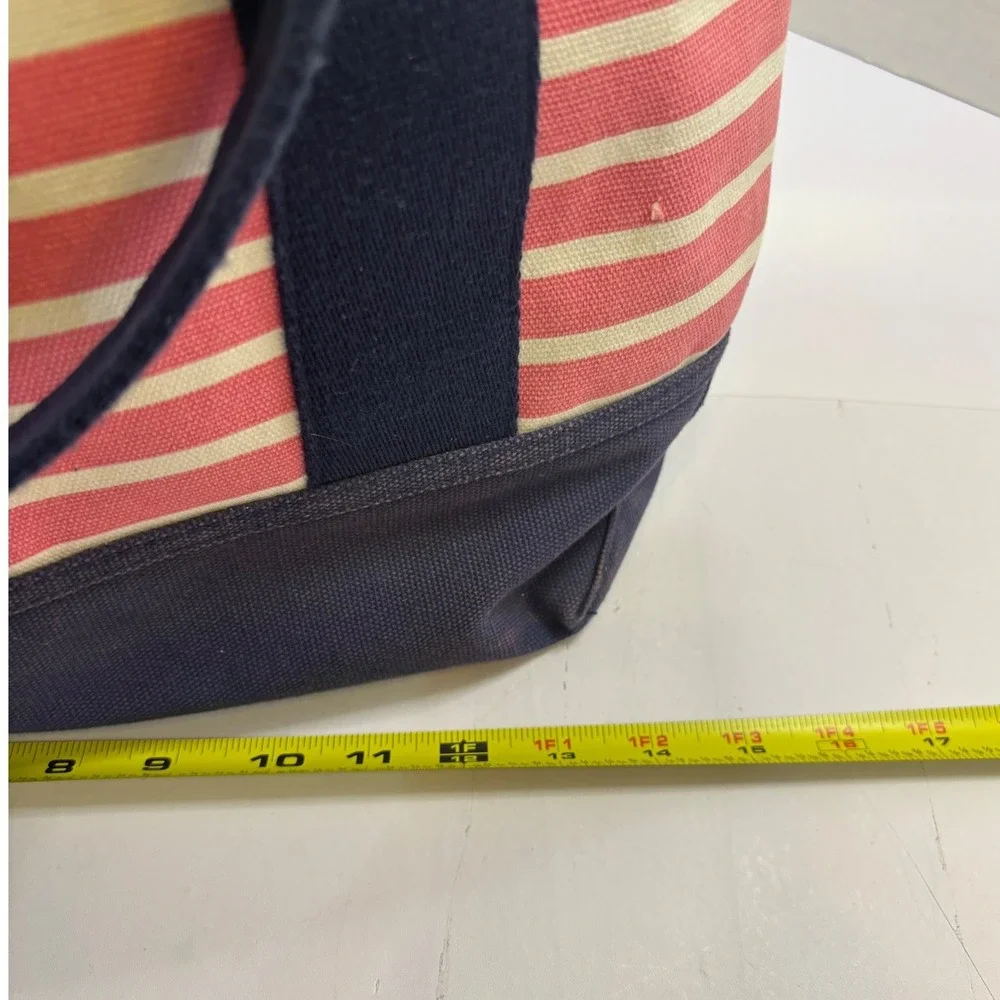 Pottery Barn Kids Canvas Tote Bag Striped Pink Green‎ Navy Blue Beach Toy Bag